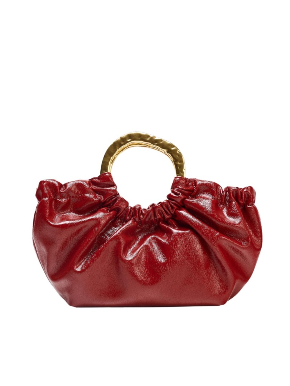 ZARA NWT Red Ruched Hand Bag - Picture 2 of 7